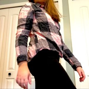 Pink and Gray plaid Shirt